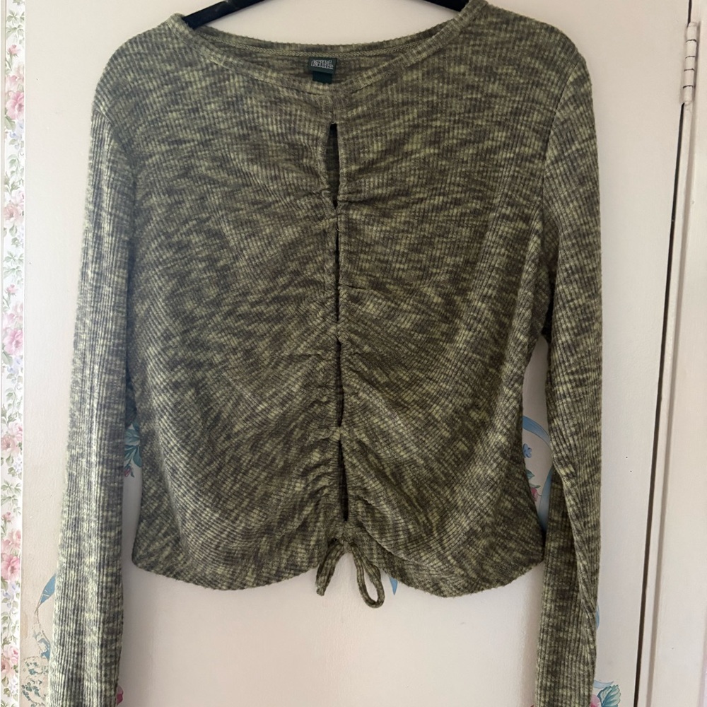 wild fable Olive Green Ruched Long-Sleeve Top